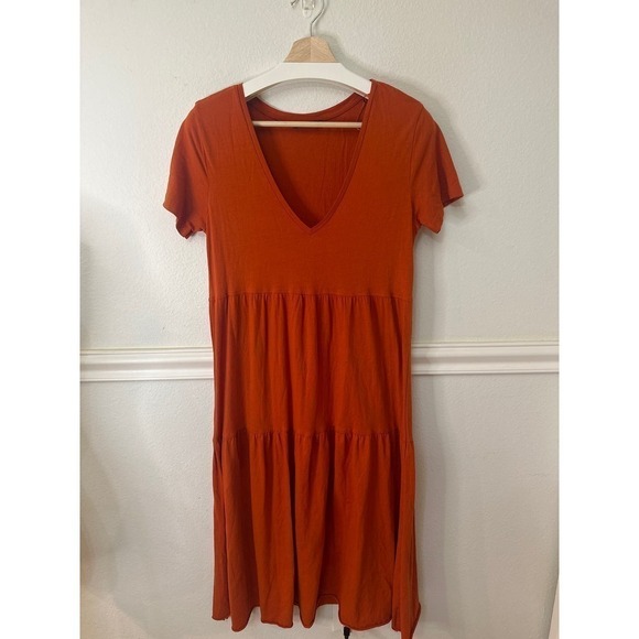 Zara Tiered Maxi Dress, Dark Orange, womens medium - Picture 2 of 8